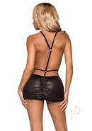 Leg Avenue Wet Look Open Cup Mini Dress With O-ring Harness...